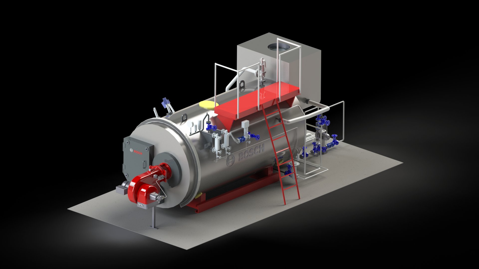 Bosch UL-S package steam boiler as found, uninsulated