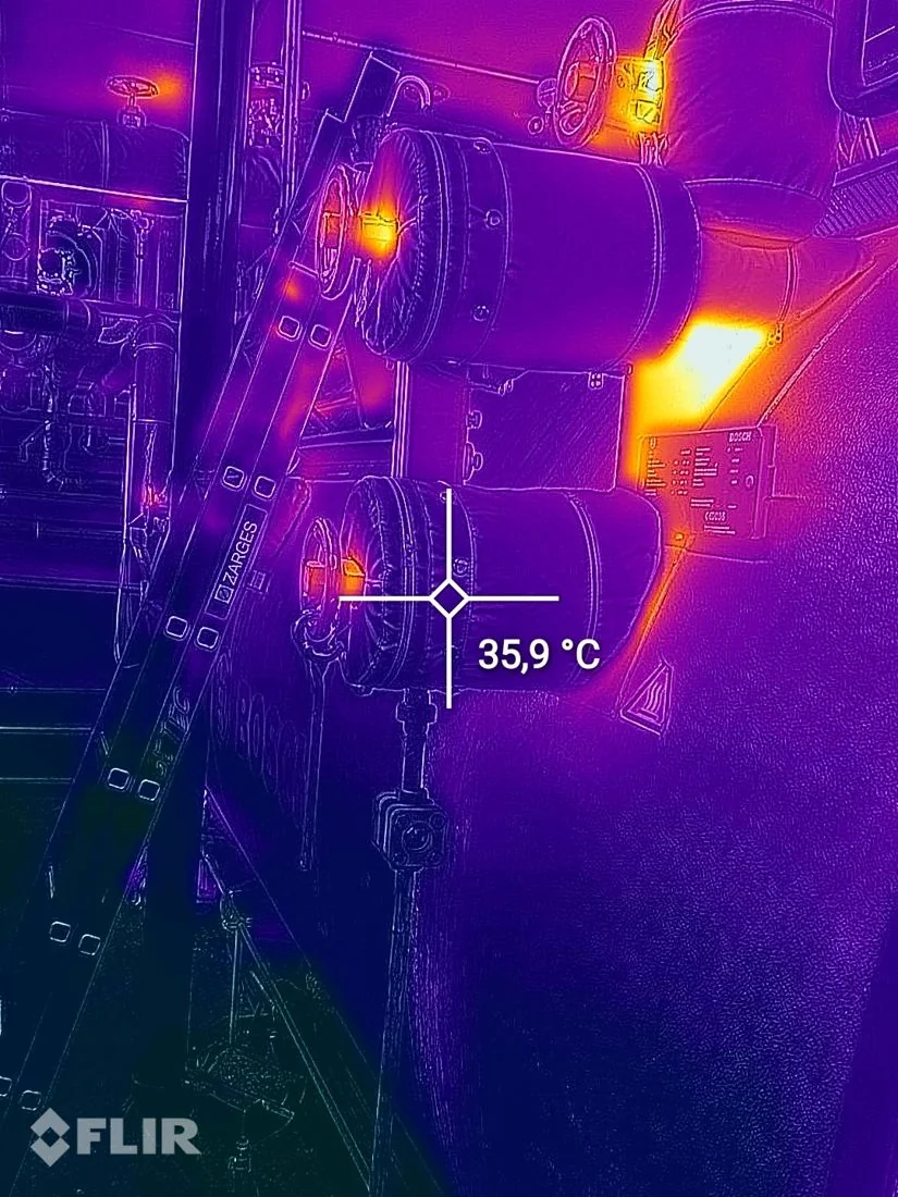 Thermogram of the same steam valves with panels fitted