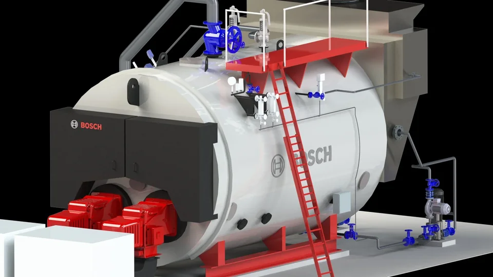 Bosch ZFR package steam boiler as found, uninsulated