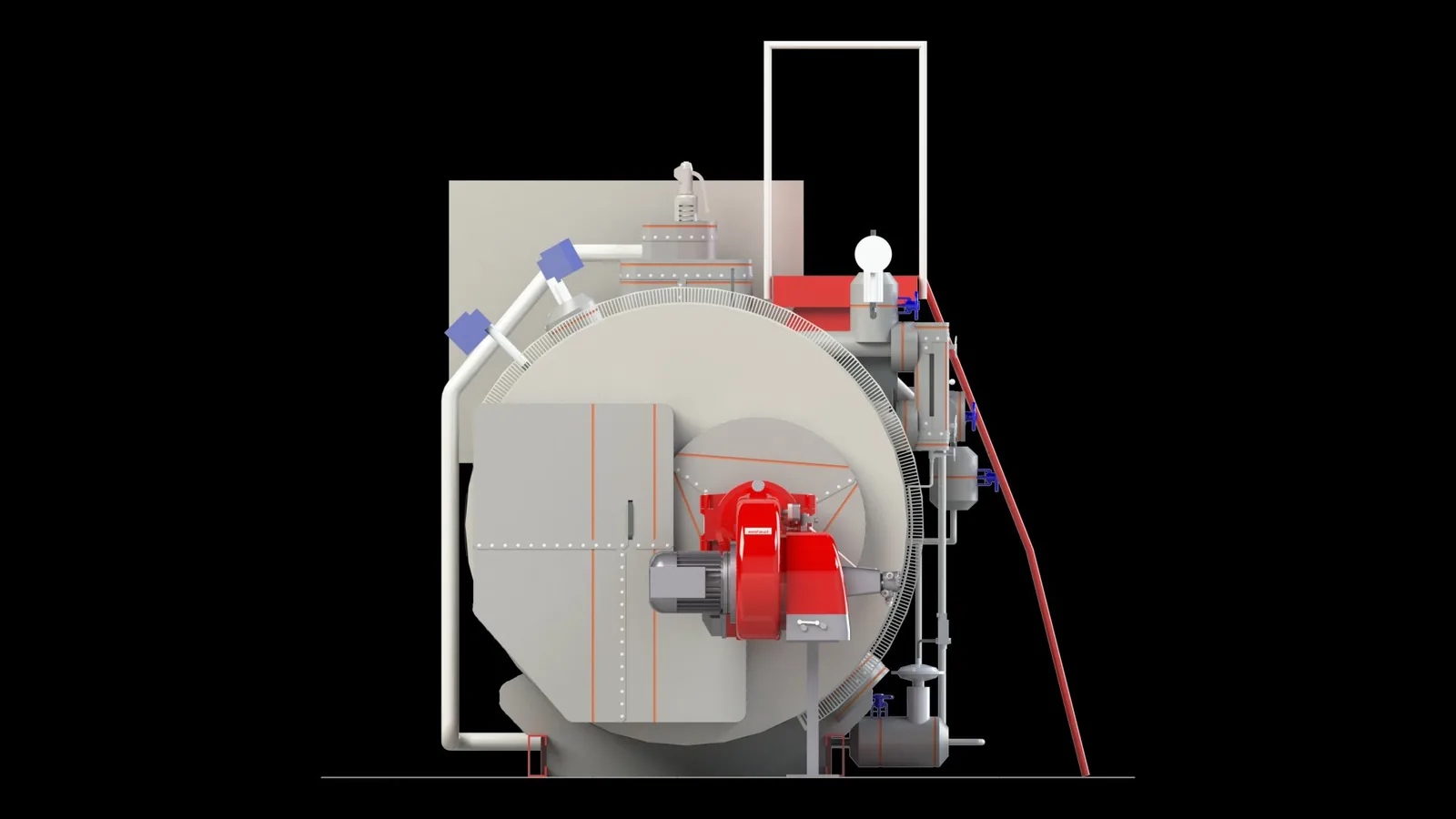 How hot is a Bosch boiler front door — with Inzonex modular insulation, 3D model
