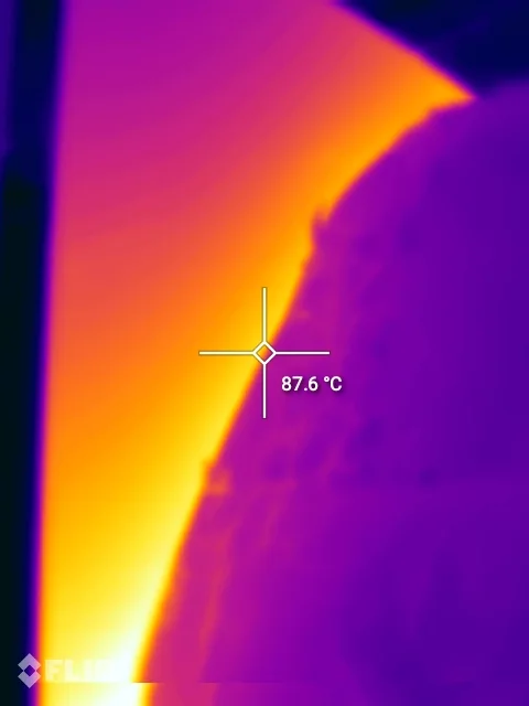 Thermogram: bare pipework in the plant room