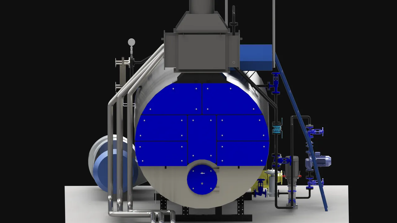 How hot is a Cochran boiler back plate — bare, FLIR-surveyed, 3D model