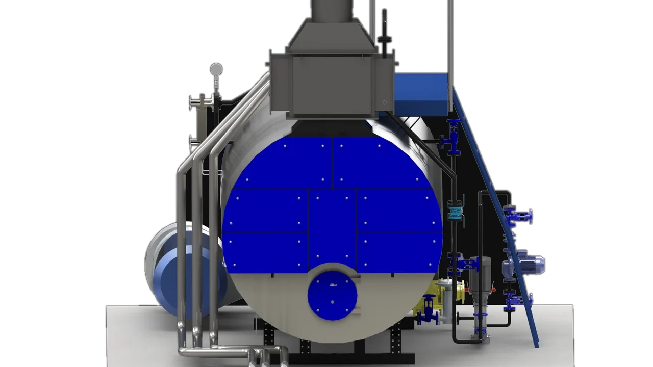 How hot is a Cochran boiler end plate and economiser, bare