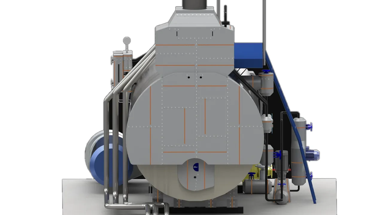 How hot is a Cochran boiler end plate and economiser, insulated