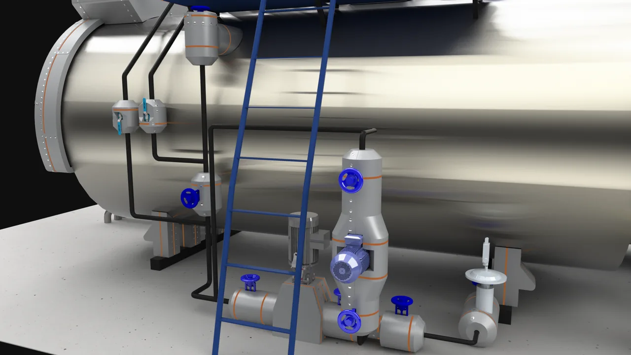 Boiler feed pump & feedwater heat loss — with Inzonex modular insulation, 3D model