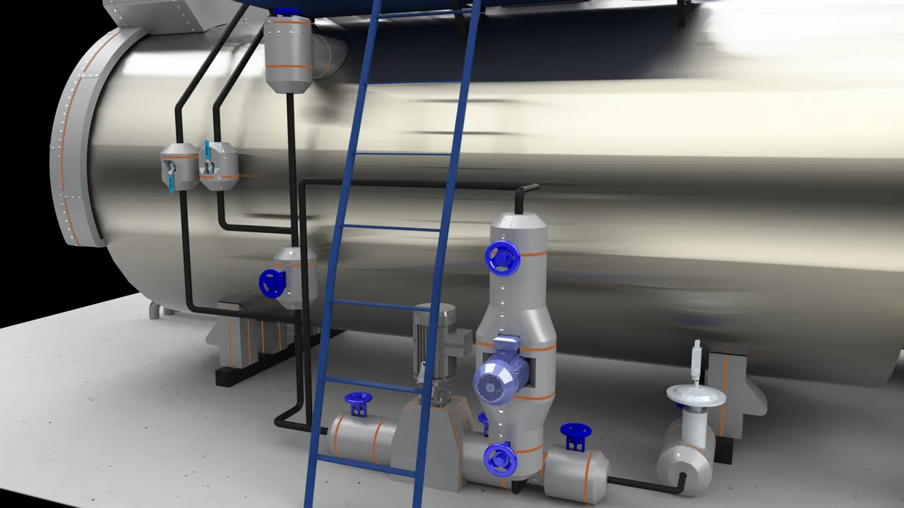 Boiler feed pump & feedwater heat loss — bare metal, 3D model
