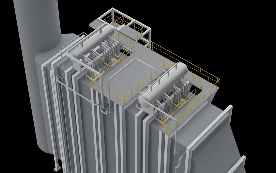 HRSG unit with upper and lower HP and IP lines