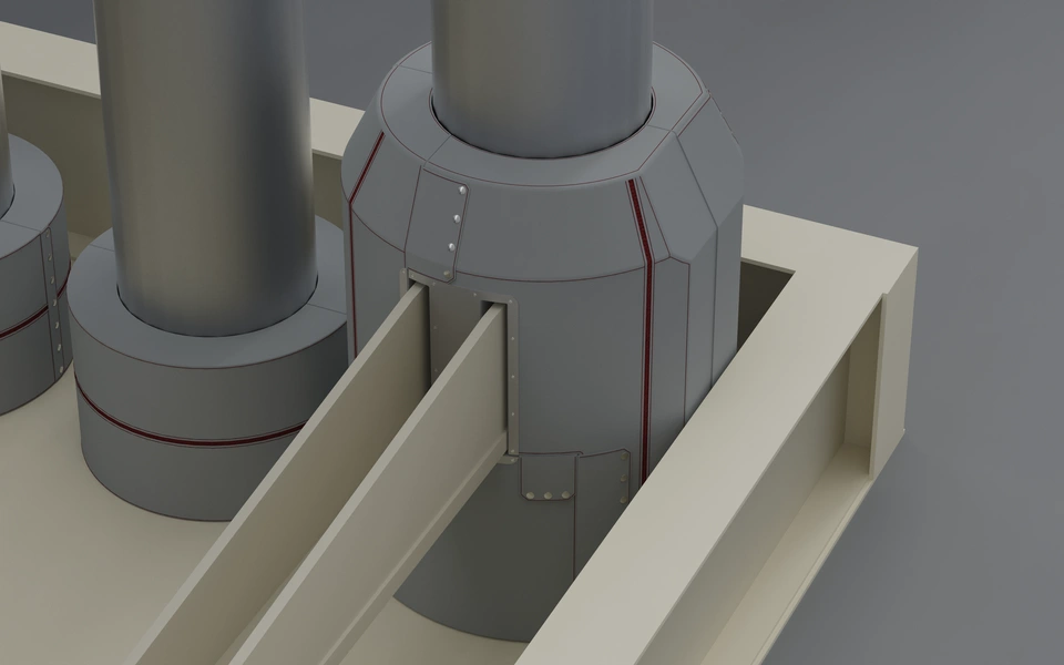 Fastening detail on a removable HRSG insulation module