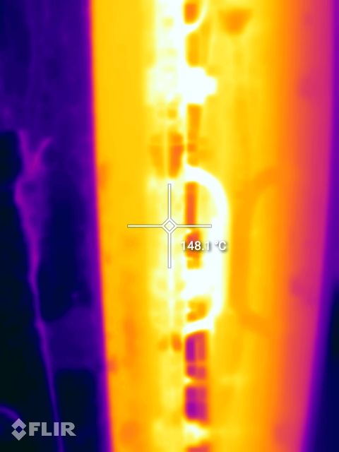 Bare Cochran boiler plate, FLIR thermogram at 148 °C