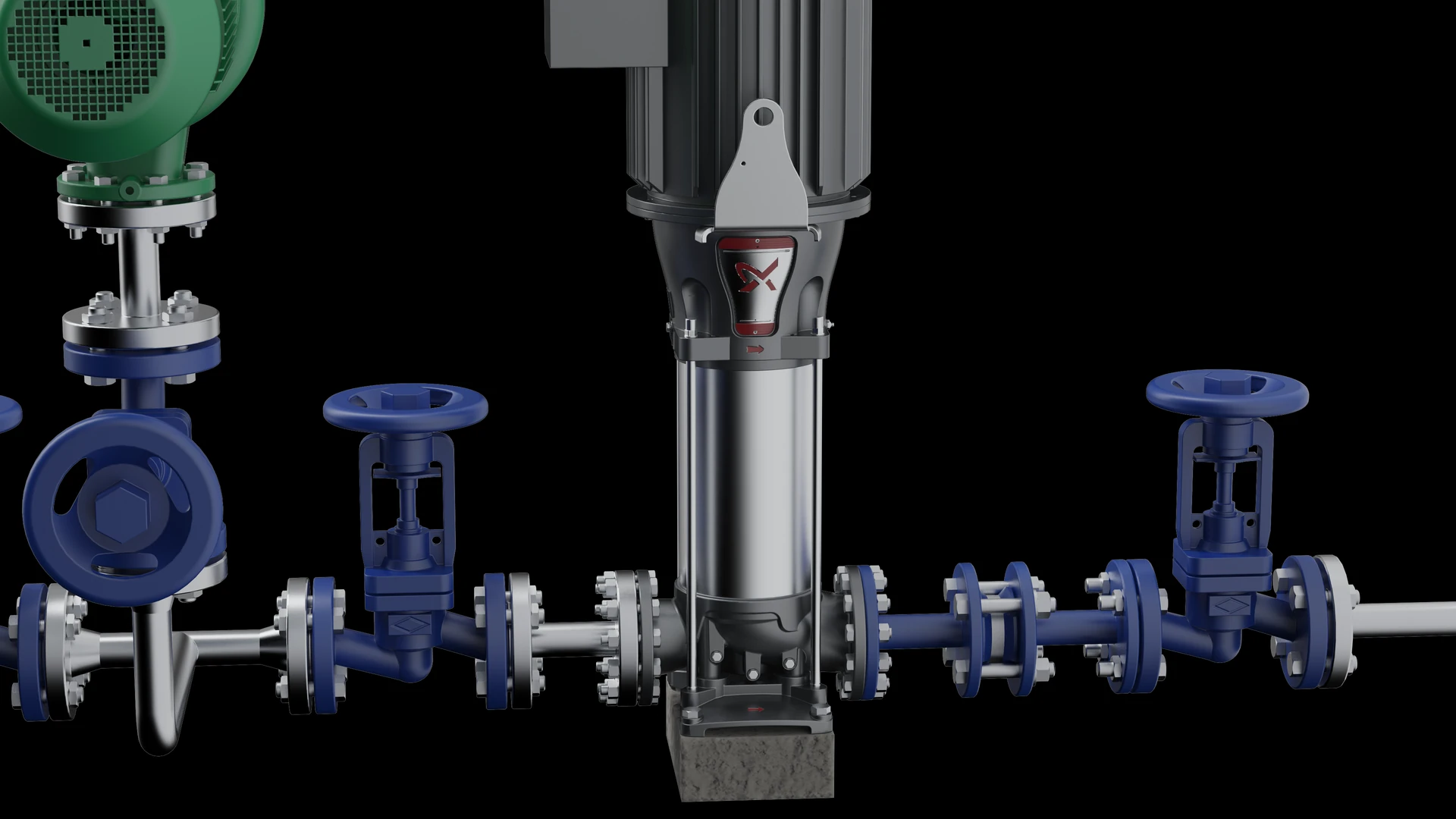 Valves on the feed line, uninsulated