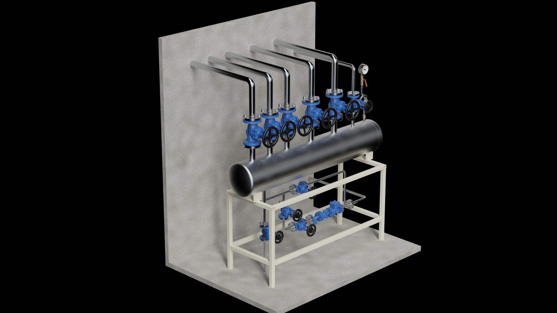 Steam header line, uninsulated