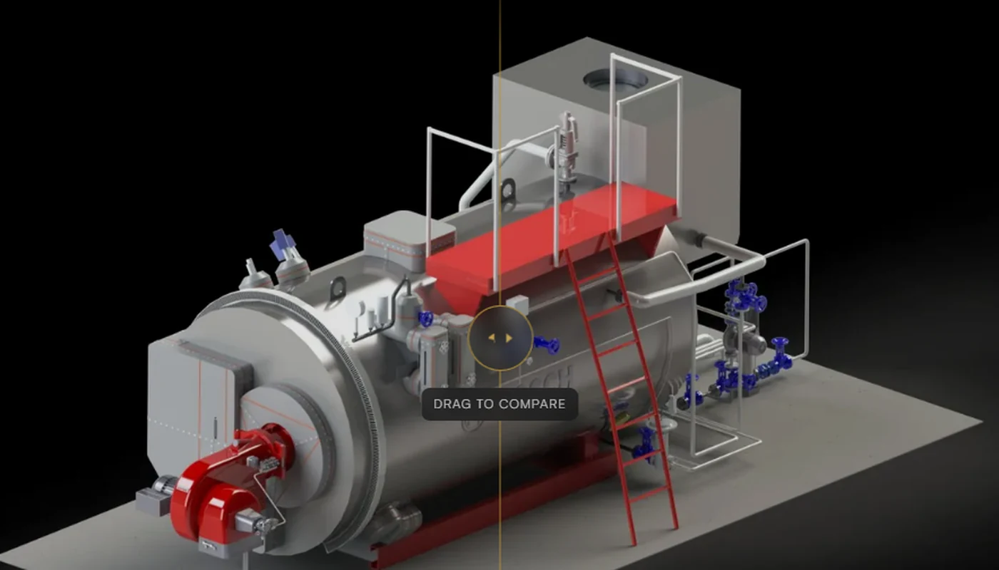 Interactive Bosch steam boiler model with proposed removable insulation